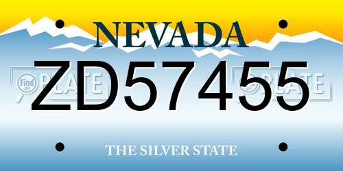 ZD57455 Nevada License Plate