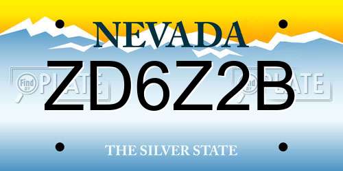 ZD6Z2B Nevada License Plate