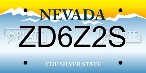 ZD6Z2S Nevada License Plate