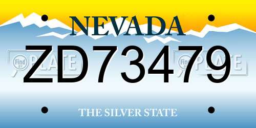 ZD73479 Nevada License Plate