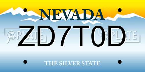 ZD7T0D Nevada License Plate