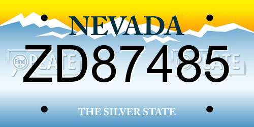 ZD87485 Nevada License Plate