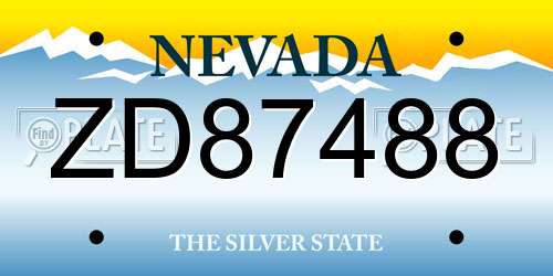 ZD87488 Nevada License Plate