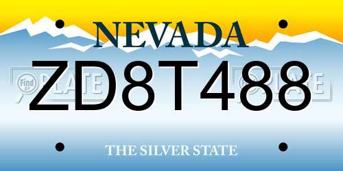 ZD8T488 Nevada License Plate