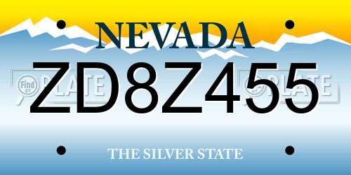 ZD8Z455 Nevada License Plate