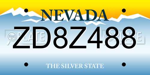 ZD8Z488 Nevada License Plate