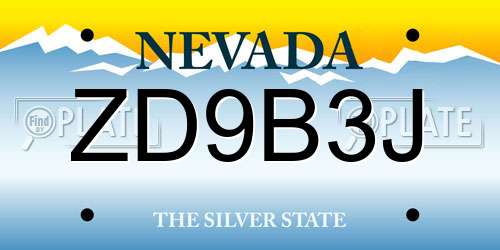 ZD9B3J Nevada License Plate