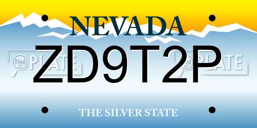 ZD9T2P Nevada License Plate