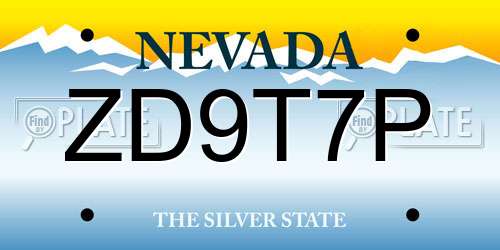 ZD9T7P Nevada License Plate