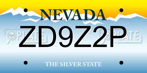 ZD9Z2P Nevada License Plate