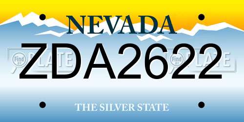 ZDA2622 Nevada License Plate