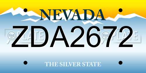 ZDA2672 Nevada License Plate