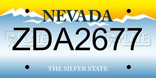 ZDA2677 Nevada License Plate