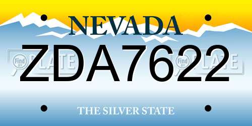 ZDA7622 Nevada License Plate