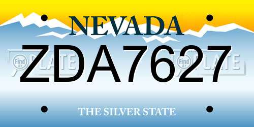 ZDA7627 Nevada License Plate