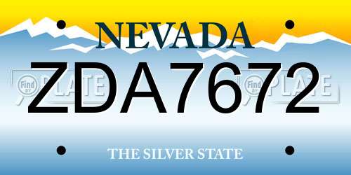 ZDA7672 Nevada License Plate