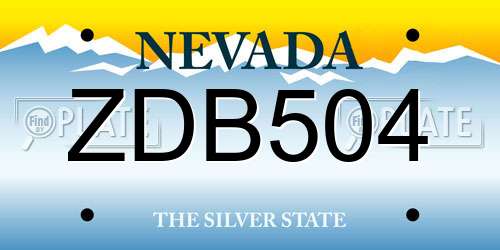 ZDB504 Nevada License Plate