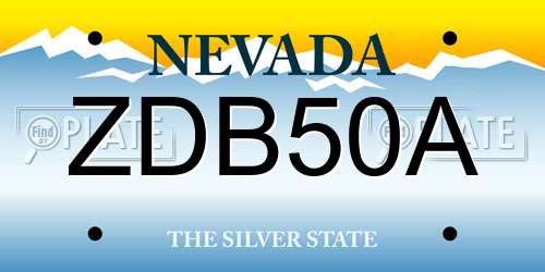 ZDB50A Nevada License Plate