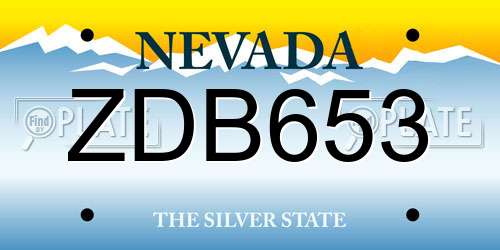 ZDB653 Nevada License Plate