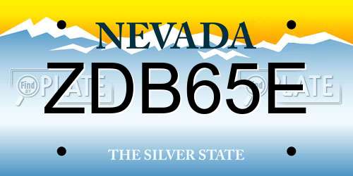 ZDB65E Nevada License Plate