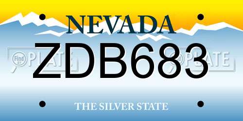 ZDB683 Nevada License Plate