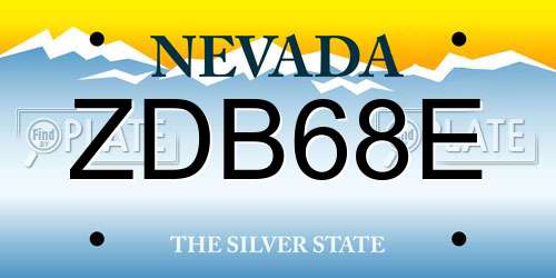 ZDB68E Nevada License Plate