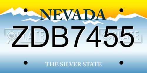 ZDB7455 Nevada License Plate