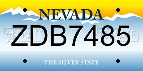 ZDB7485 Nevada License Plate