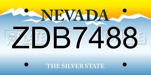 ZDB7488 Nevada License Plate