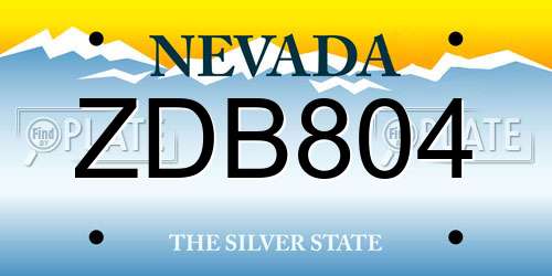 ZDB804 Nevada License Plate