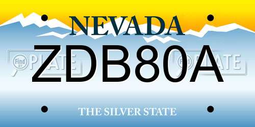 ZDB80A Nevada License Plate