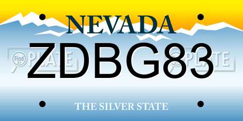 ZDBG83 Nevada License Plate