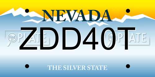 ZDD40T Nevada License Plate