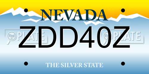 ZDD40Z Nevada License Plate