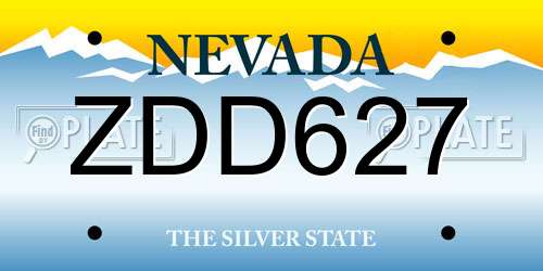 ZDD627 Nevada License Plate