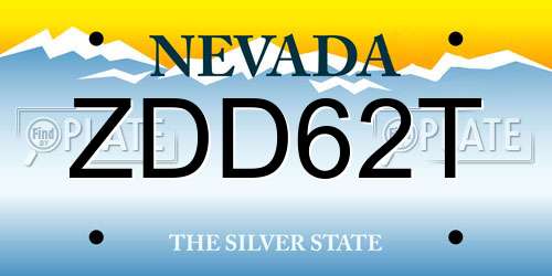 ZDD62T Nevada License Plate