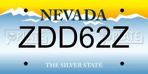 ZDD62Z Nevada License Plate