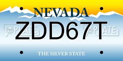 ZDD67T Nevada License Plate