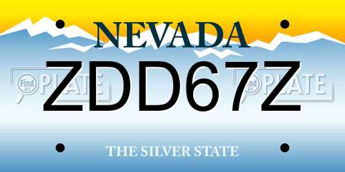ZDD67Z Nevada License Plate