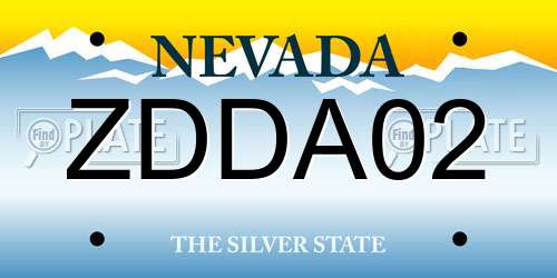 ZDDA02 Nevada License Plate