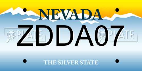 ZDDA07 Nevada License Plate