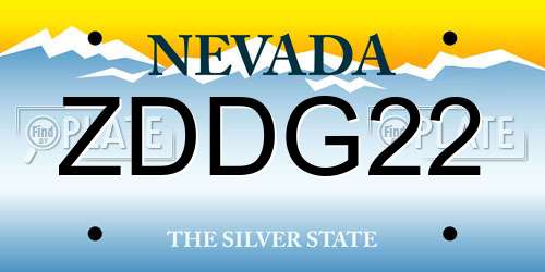 ZDDG22 Nevada License Plate