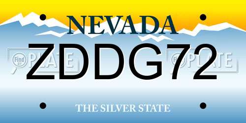 ZDDG72 Nevada License Plate