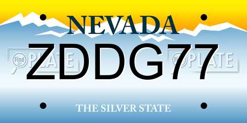 ZDDG77 Nevada License Plate