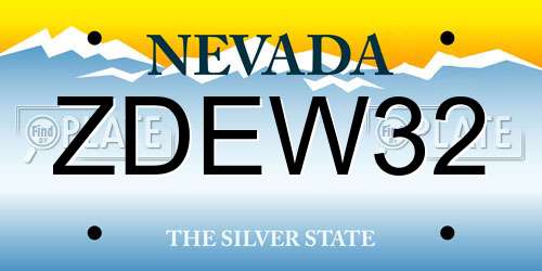 ZDEW32 Nevada License Plate