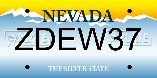 ZDEW37 Nevada License Plate