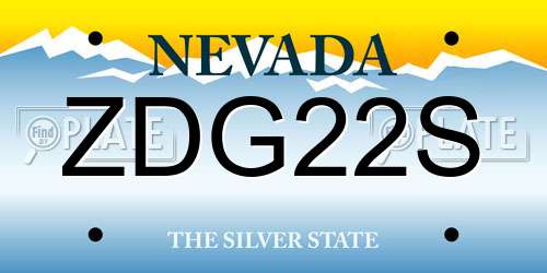 ZDG22S Nevada License Plate
