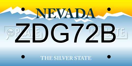 ZDG72B Nevada License Plate