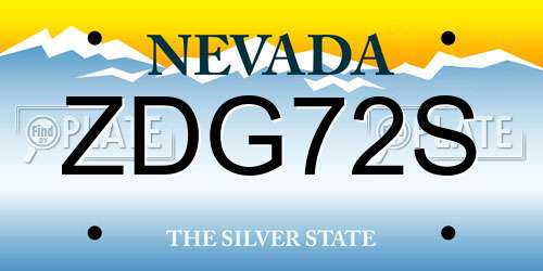 ZDG72S Nevada License Plate