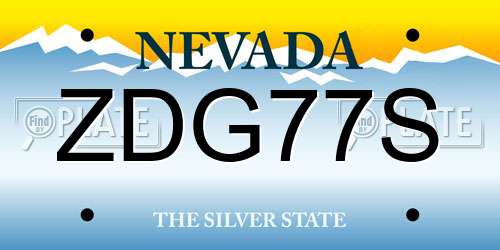 ZDG77S Nevada License Plate